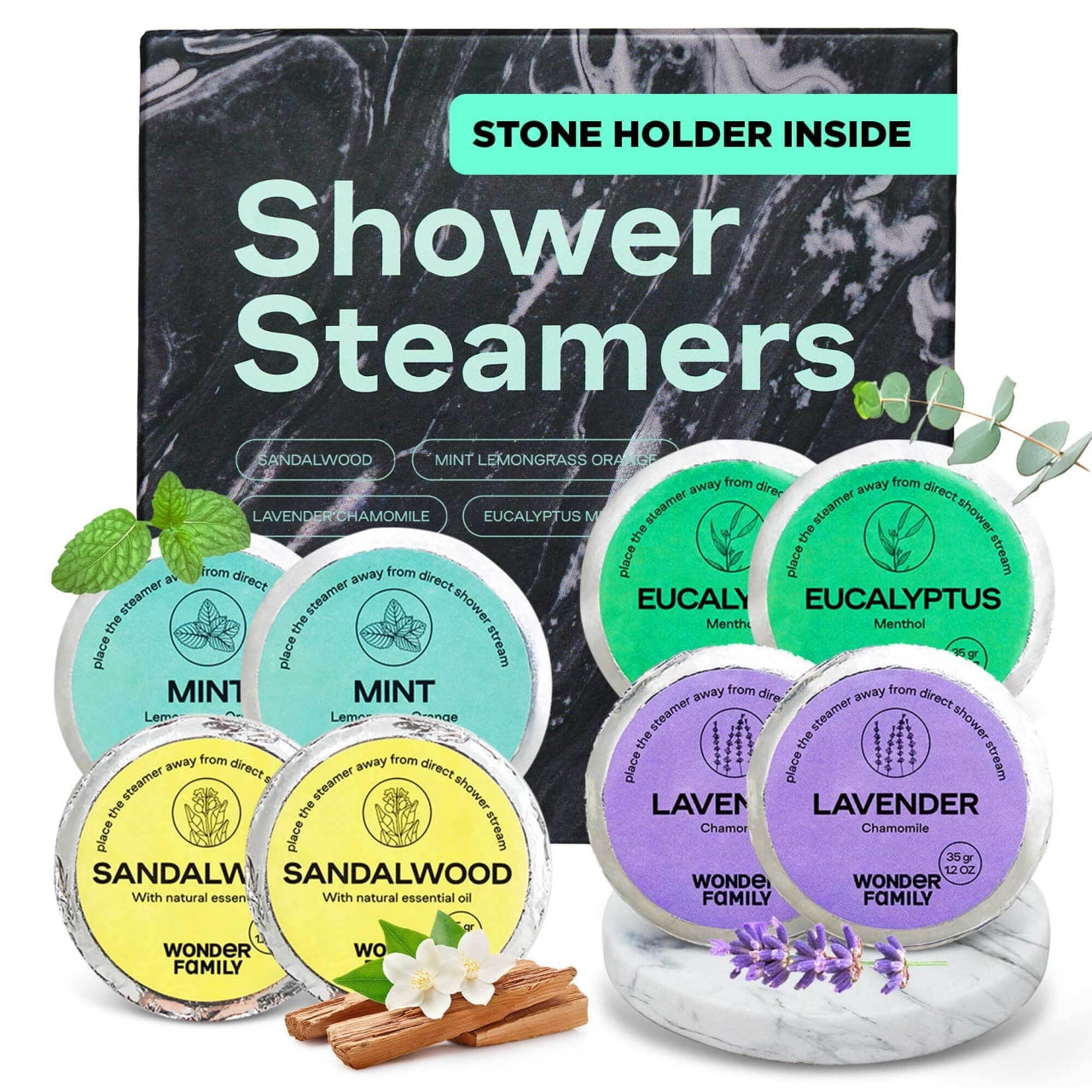 Shower Steamers Aromatherapy + Stone Tray - 8 Pack Shower Bombs for ...