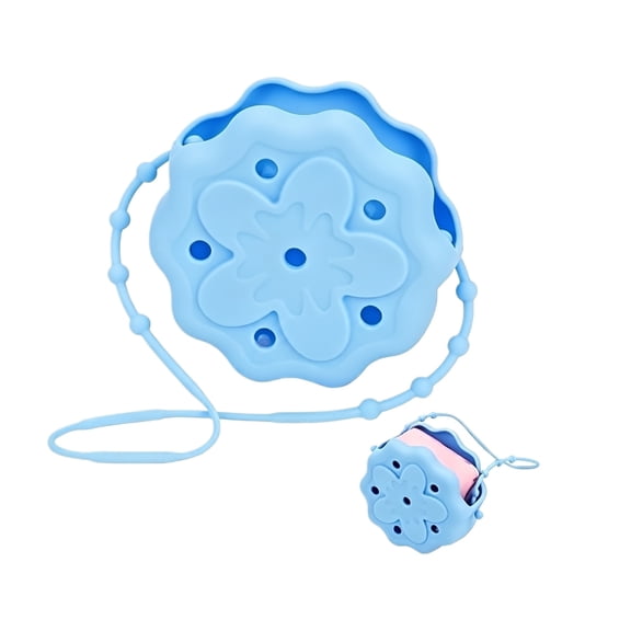 Shower Steamers Holder, Silicone Blue, 1 Piece Hanging, for Bathroom Shower Bath Bomb Storage