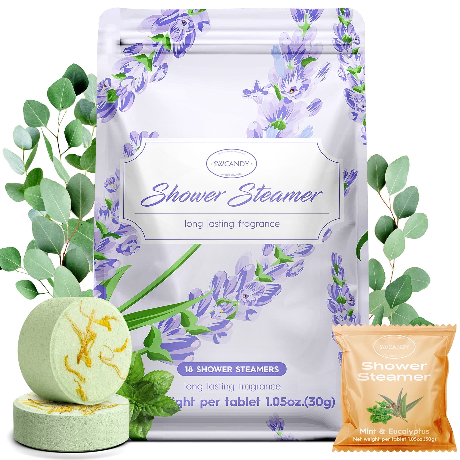 Shower Steamers18 PCSAromatherapy,Relaxation,Self Care & Home Spa Stress Relief with Natural Essential OilsMint,Lavender
