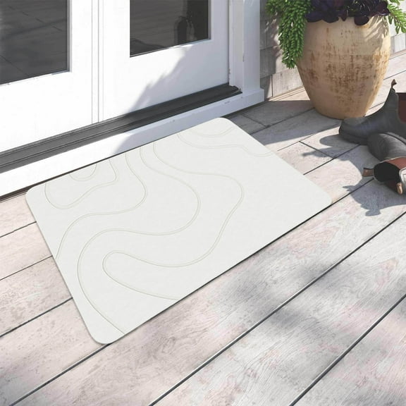 Shower Stone Bath Mat, Diatom Material, Water-Absorbent, Quick Drying, Non , Easy Care, Decor for Front Door, Bathroom, Living Room, Bedroom, White, 50Ã80cm/19.96Ã31.5in, 1PC