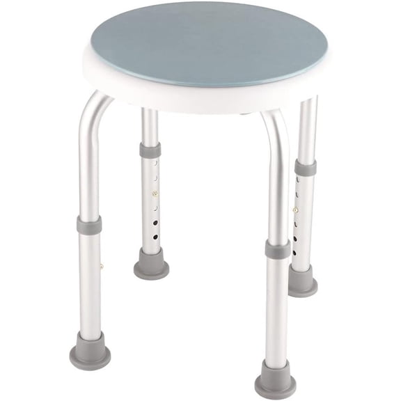 Shower Stool, Adjustable Shower Stool, Round Bath Shower Stool, Large Waterproof Shower Benches Chair for Inside Shower, Aluminum Alloy Swivelling Seat 360Rotating Safety Seat