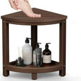 thumbnail image 1 of Shower Stool for Inside Shower, Corner Shower Bench Seat, HDPE Waterproof Shower Stool for Shaving Legs with Baffle Storage Shelf, Shower Seat/Foot Rest for Bathroom, Indoor/Outdoor Use, Brown, 1 of 17
