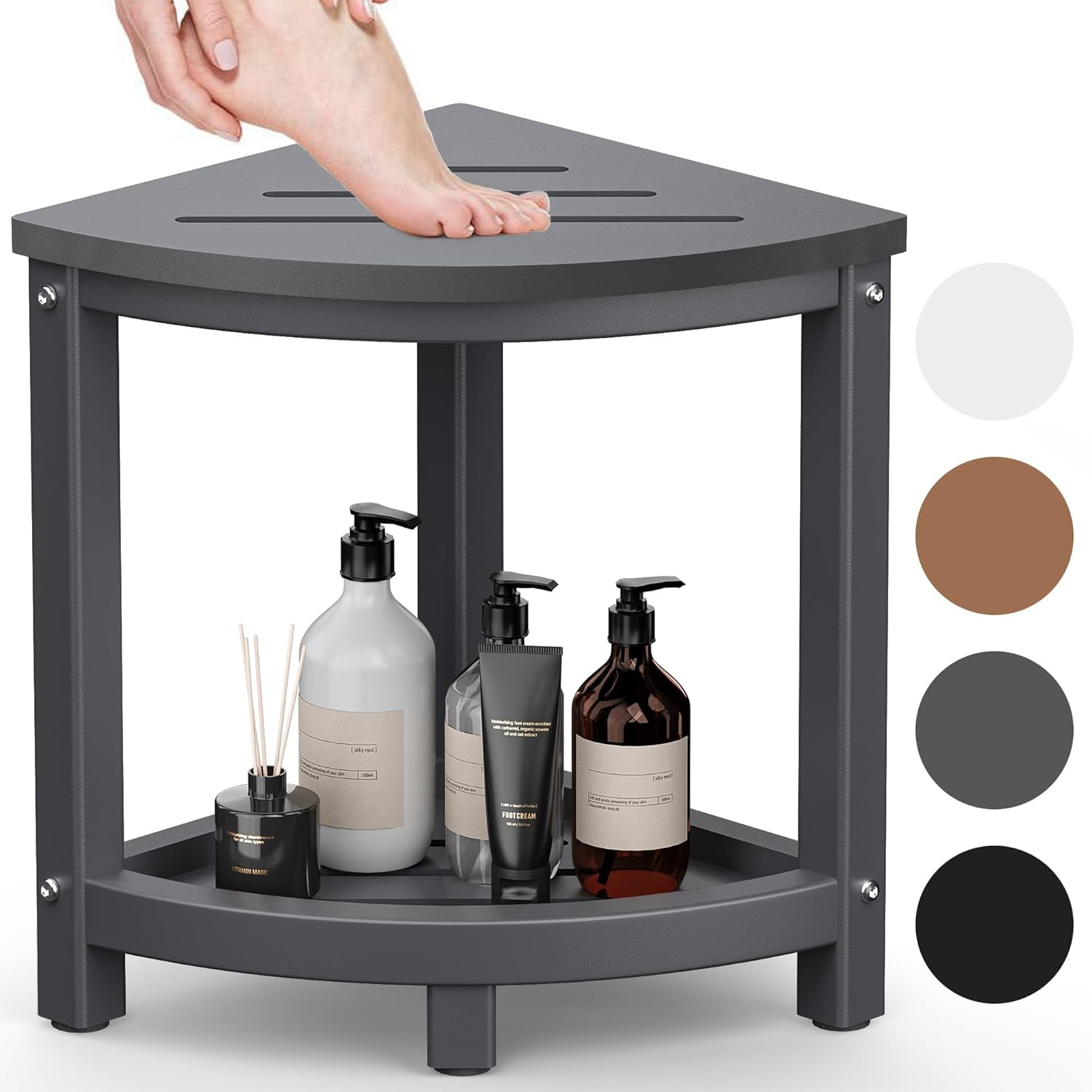 Shower Stool for Inside Shower, Corner Shower Bench Seat, HDPE ...