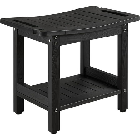 Shower Stool for Inside Shower, Plastic Shower Seat, Heavy Duty Shower Bench to sit on, Shower Chair for Shaving Legs, Adjustable Feet,Non-Slip(Black)