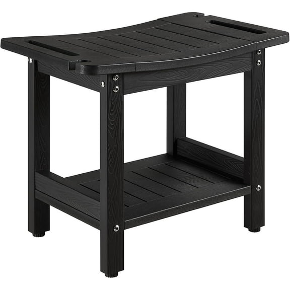 Shower Stool for Inside Shower, Plastic Shower Seat, Heavy Duty Shower Bench to sit on, Shower Chair for Shaving Legs, Adjustable Feet,Non-Slip(Black)