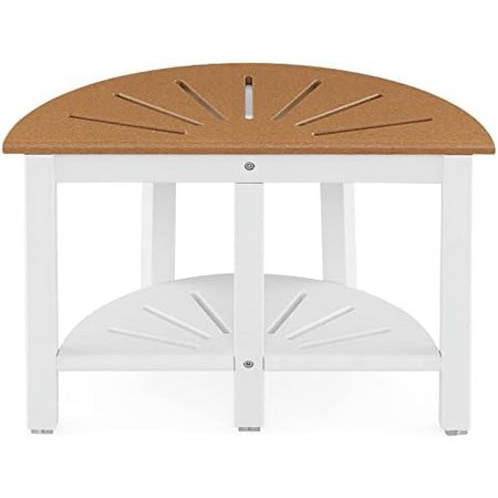 Shower Stool Waterproof HDPE - Bath Spa Seat for Shaving Legs, Storage Shelf, Non-Slip Feet, Semicircular Slat Seat, Shower Bench Step Footrest for Bathroom, Easy to Assemble