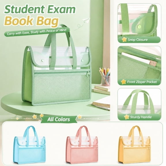 Shower Storage Handbag, Shower Caddy Organizer, College Shower Caddy, Dorm Shower Caddy, 13X11 Inch Green Mesh Snap Closure Carry Tote for Student Notes, Books, Shower Supplies,