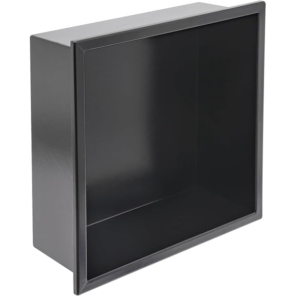 Shower Storage Shelf, Stainless Steel Shower Niche No Tile Needed, Niche for Shower Wall Recessed Niche Shower for Bathroom Storage for Kitchen, Living Room, Balconies, Office (12" x 12", Black)
