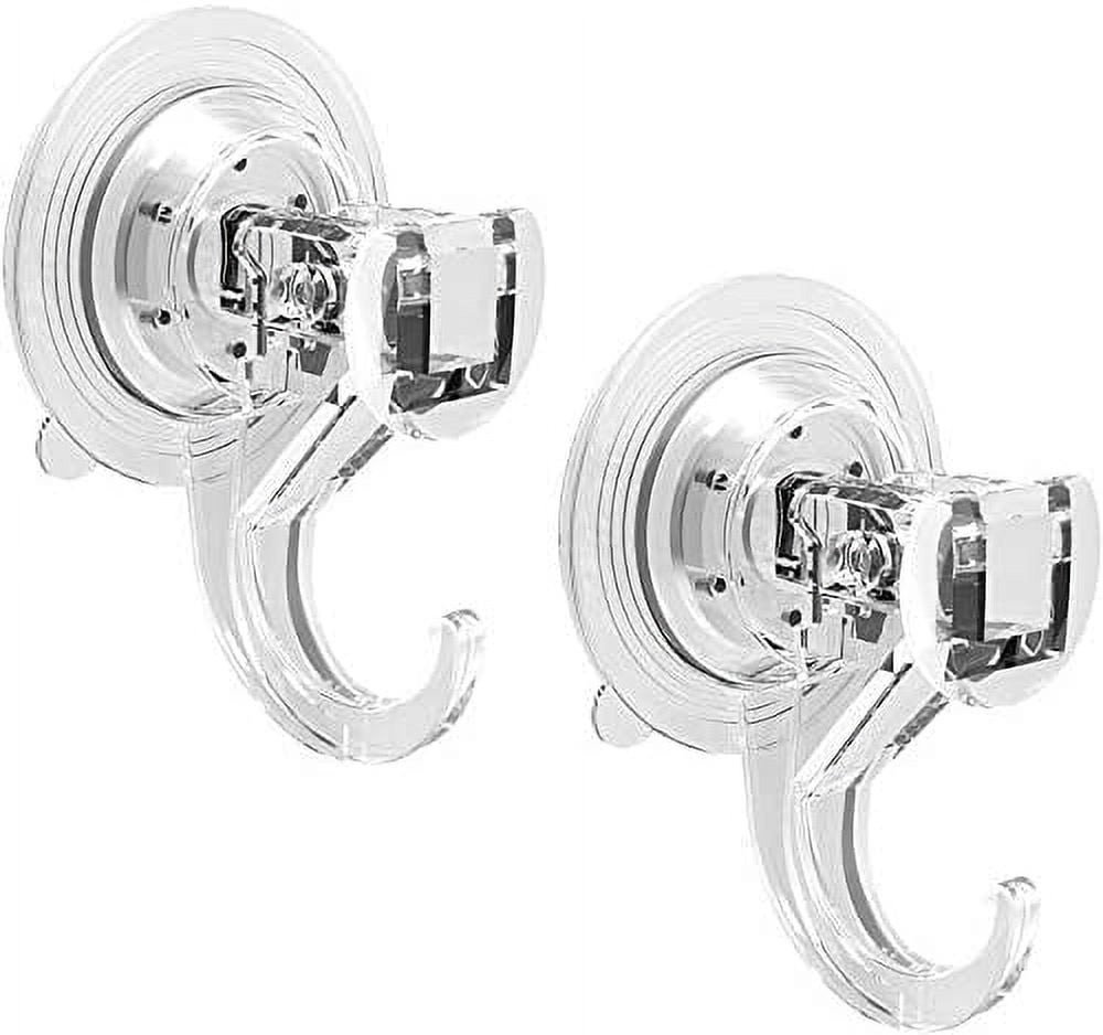 Shower Suction Hooks - 2 Pack Suction Hooks Removable and Reusable Heavy Duty Vacuum Suction Cup Hooks Waterproof and No Drilling for Towel Bathrobe Loofah Bathroom & Kitchen