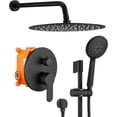 thumbnail image 1 of Shower System,10" Rain Shower Head with 5-Setting Handheld Shower Faucet Set,Slide Bar Shower Combo Set with Shower Valve,Matte Black, 1 of 5
