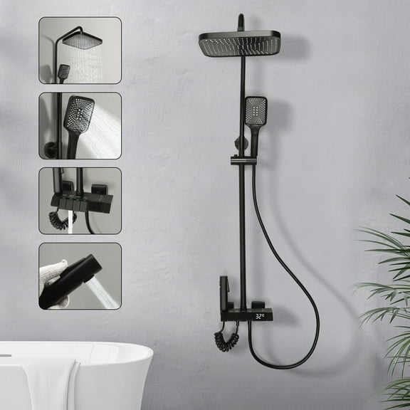 Shower System Faucet Set 4 Functions Exposed Bathtub Shower Combo Mixer Tap 0-80/32-176