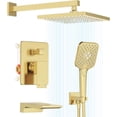 thumbnail image 1 of Shower System Gold  Wall Mounted Shower Faucet Set for Bathroom with  Pressure Rain Shower head and Handheld Shower Head Set  Way Shower Valve Kit  Brushed Gold, 1 of 5