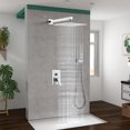 thumbnail image 1 of Shower System Polish Chrome 10 Inch Rain Shower Head Square Rainfall Shower Faucet Fixture Combo Set Bathroom with 2 in 1 Handheld Spray Dual Functions Rough in Valve Included Wall Mounted, 1 of 5