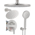 thumbnail image 1 of Shower System with Pressure Balance Valve  Ceiling Mount Shower Faucet Set with Rain Shower Head And Multi-function Handheld Head Push Button Diverter Pressure Balancing Valve Kit  Matte, 1 of 4