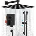 thumbnail image 1 of Shower System with Rain Showerhead  Square Handheld Showerwith Slide Bar and Hose  Wall Mounted Shower Faucet Set Included Valve and Trim Kit  Brushed Nickel, 1 of 5