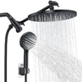 thumbnail image 1 of Rain Shower Head with 3-Mode Handheld Spray Combo, Dual Showerheads, All-Metal High-Pressure 10-Inch Rainfall Shower Head Set, Extension Arm with 3-Way Diverter, Matte Black, 1 of 6