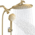 thumbnail image 1 of Rain Shower Head with 3-Mode Handheld Spray Combo, Dual Showerheads, All-Metal High-Pressure 10-Inch Rainfall Shower Head Set, Extension Arm with 3-Way Diverter, Brushed Gold, 1 of 9