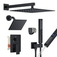 thumbnail image 1 of Shower System, Shower Faucet Set with 12-Inch Rain Showerhead and 2 in 1 Handheld Spray, Wall Mounted High-Pressure Showerhead Combo Set Included Valve and Trim, Matte Black, 1 of 6