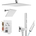 thumbnail image 1 of Shower System  Shower Faucet Set Bathroom Square Rain Shower Head and Handle Set  Wall Mounted Shower Fixtures With Shower Valve and Trim Kit  Matte, 1 of 5