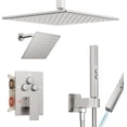thumbnail image 1 of Shower System  Shower Faucet Set Bathroom Square Rain Shower Head and Handle Set  Wall Mounted Shower Fixtures With Shower Valve and Trim Kit  Matte, 1 of 3