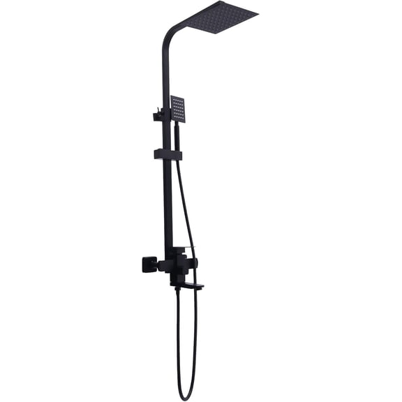 Shower System, Shower Fitting 3 Functions Rainfall Shower Set Including Shower Head Hand Shower, Black Shower Faucet Set, 31.1-43.31" Adjustable Height, G1/2 Pipe Interface