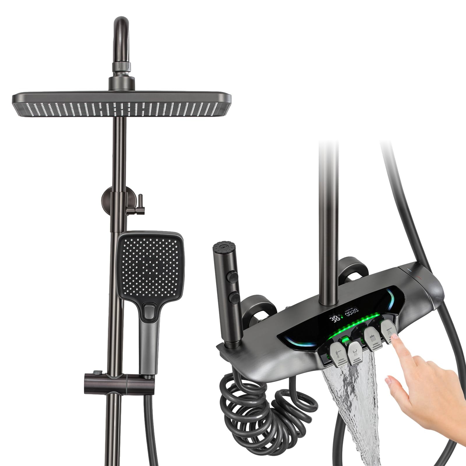 Shower System Thermostatic, With LED Digital DisplaywallMounted Shower