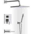 thumbnail image 1 of Shower System with Tub Spout Wall Mounted Bathtub Shower Faucet Set Rain Shower Head and Handheld Shower Head Set Pressure Tub Shower Kit with Shower Valve Brushed Nickel, 1 of 3