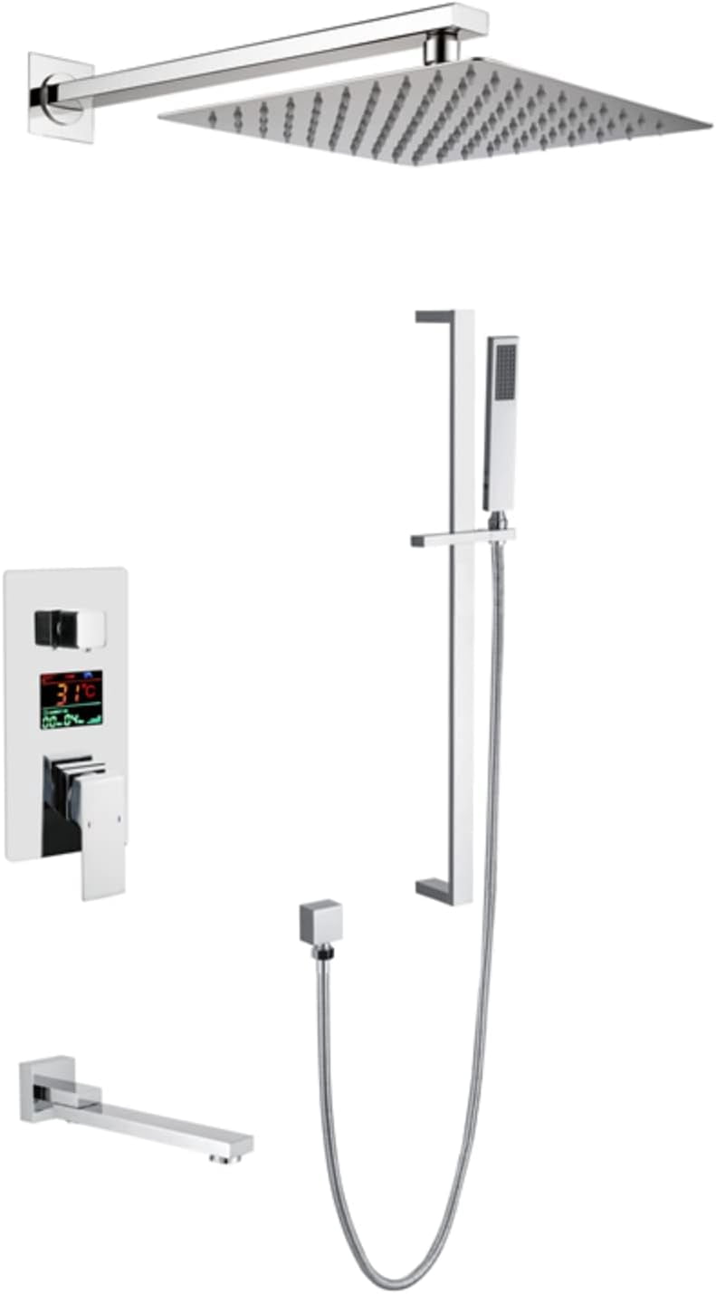Shower System Wall Mounted Shower Faucet Set with LED Digital Display ...