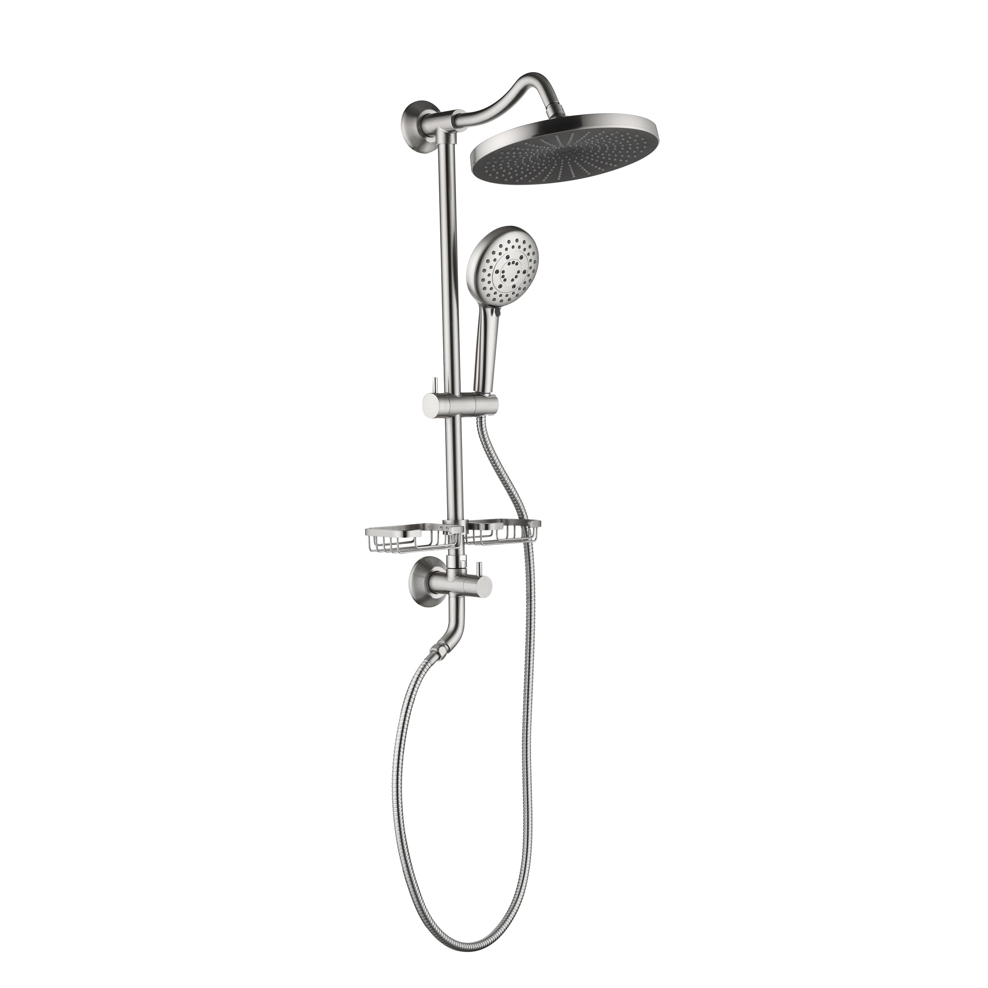 Shower System, With 10" Rain Shower head, 4-Function Handheld Shower Head, Adjustable Slide Bar And Soap Dish