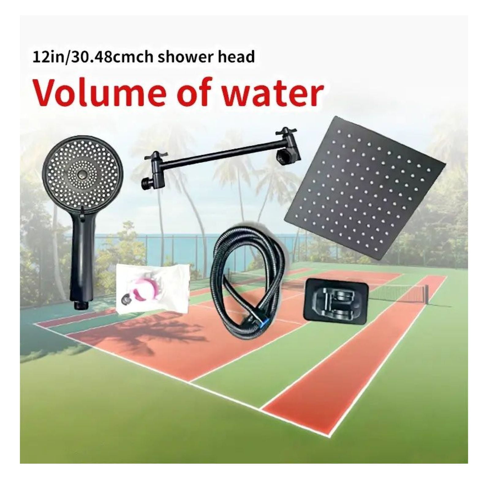 Shower System with Square Rain Shower Head & Handheld Spray - 8/10 Inch ...