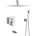 thumbnail image 1 of Shower System with Waterfall Tub Spout,12 Inch Ceiling Mount Square Shower System with Rough-in Valve, Brushed Nickel, 1 of 9