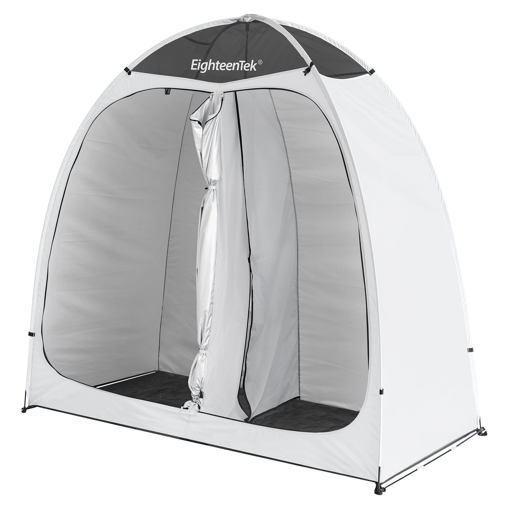EighteenTek 2-Room White Polyester Camping Shower Tent