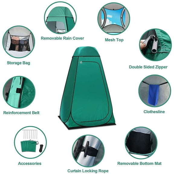 Shower Tent Pop-Up Privacy Tent Camping Portable Toilet Tent Outdoor Camp Bathroom Changing Dressing Room  Privacy Shelters for Hiking Beach Picnic Fishing Potty, Extra-Tall, UPF 50+