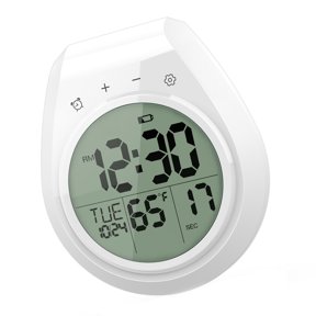 Shower Timer Digital Clock Waterproof LCD Screen 12/24 Hour Format Temperature Display Countdown Function Suction Cup Mount