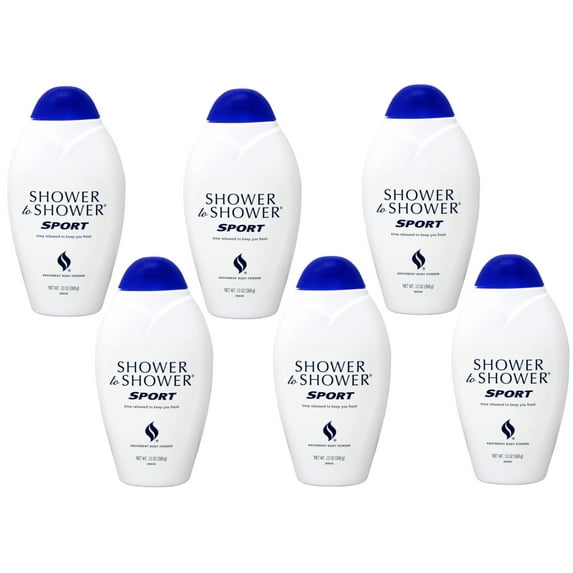 Shower To Shower Body Powder Sport, 13 oz (Pack of 6)