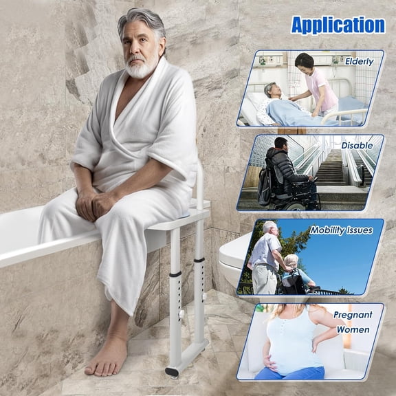 Shower Transfer Chair for Bathtub, Shower Chair with Handrail for Elderly, Height Adjustable Bath Lift Chair, Rotating Tub Transfer Bench for Inside Shower, Clip onto Bathtub Edge, Get in Out Bathtub