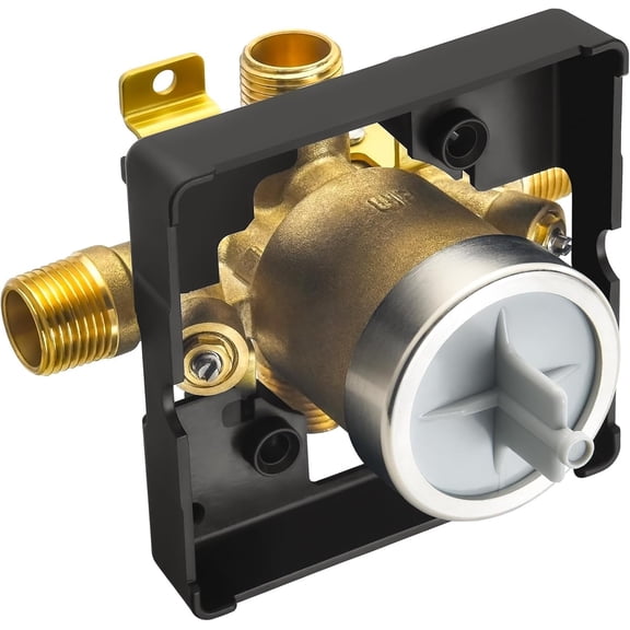 Shower Valve for Delta R10000-UNWS, 4 Port 1/2 Inch Connection 1-Pack, R10000 Valve Kit Compatible with Delta MultiChoice 13 14 17 17T Shower and Tub Trim Faucet, Brass Construction With Stops