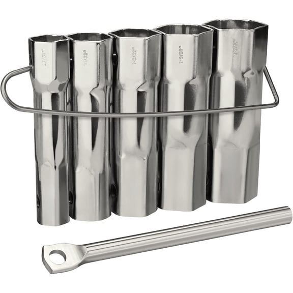 Shower Valve Socket Wrench Set with Bar Handle for Removing Tub & Shower Valve, SAE, Includes 21/32"x 27/32", 29/32"x 31/32", 1-1/32" x1-3/32", 1-5/32"x1-9/32", 1-11/32"x 1-7/16", 5-