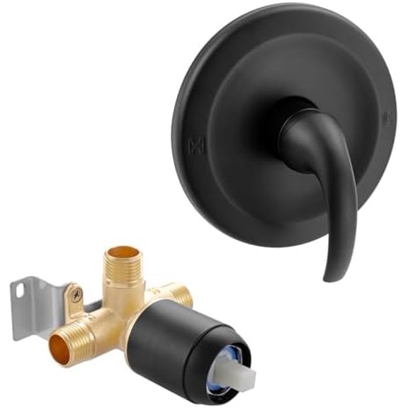 Shower Valve Wall Mount Black Shower Mixer Valve Kit Bathroom Single Function Shower Flow Control Valve Brass Shower Valve Kit Include Round In One$$Tools & Hardware Other