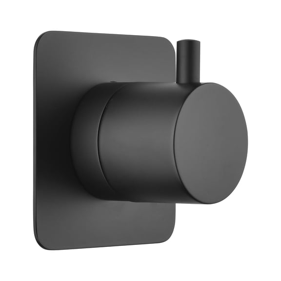 Shower Volume Control Valve, 3/4 Inch Cast Brass Handle Water Regulator for Freestanding Tub Faucets, Corrosion-Resistant and Rust-Proof Bathroom Hardware, Matte Black Finish