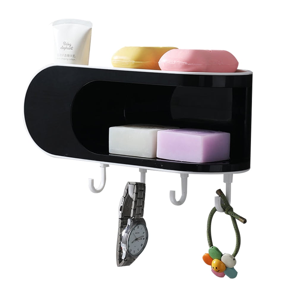 Shower Wall Soap Dish Holder Wall Mounted Draining Soap Saver for Bathroom Tile black
