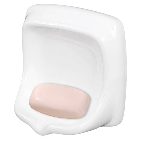 Shower Wall Soap Holder, Ceramic Soap Dish for Bathroom, White Square Design, Anti-Slip Grooved Surface, Sturdy and Easy to Clean, Ideal for Moisture-Prone Areas