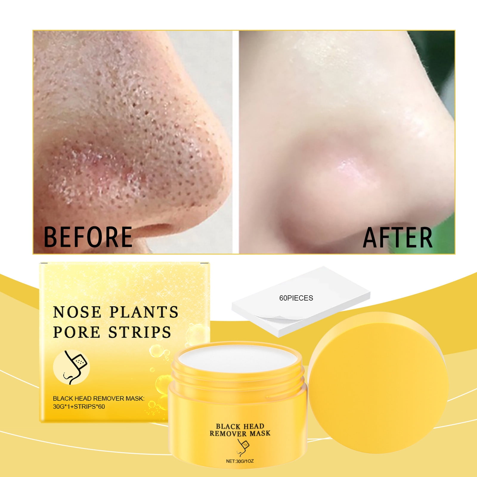 Shower Wipes Pore Strips Blackhead Remover Blackhead With 60 PCS Strips