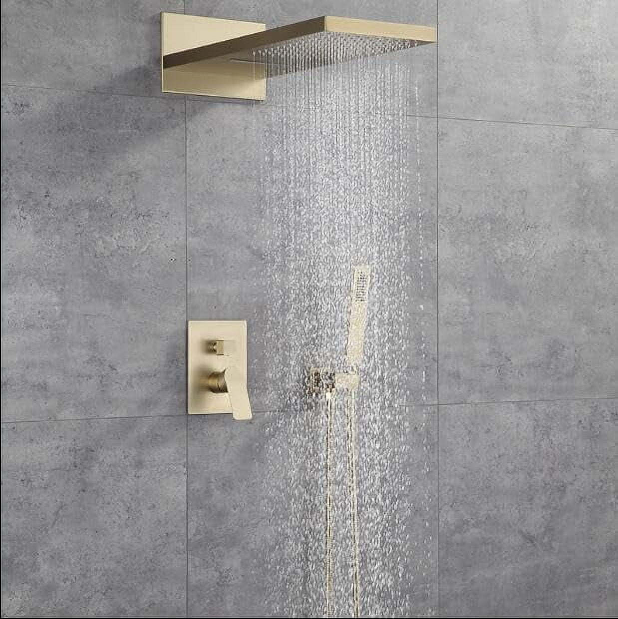 Shower faucet set Brush Gold/back wall mounted thermostatic shower ...