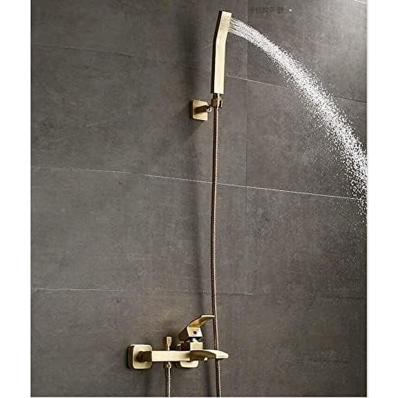 Shower faucet set Brush Gold wall mounted shower faucet suit brass water mixer brass support copper shower head