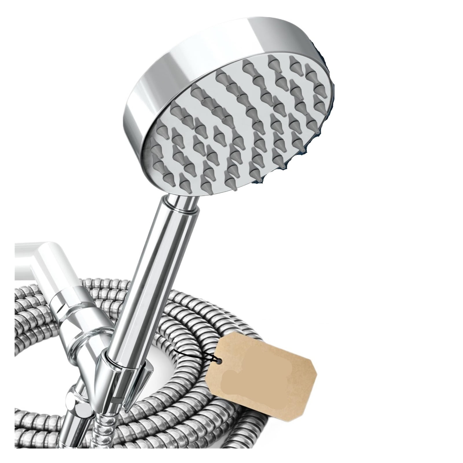 Brushed Nickel Handheld Shower Head with Hose and Brass Holder