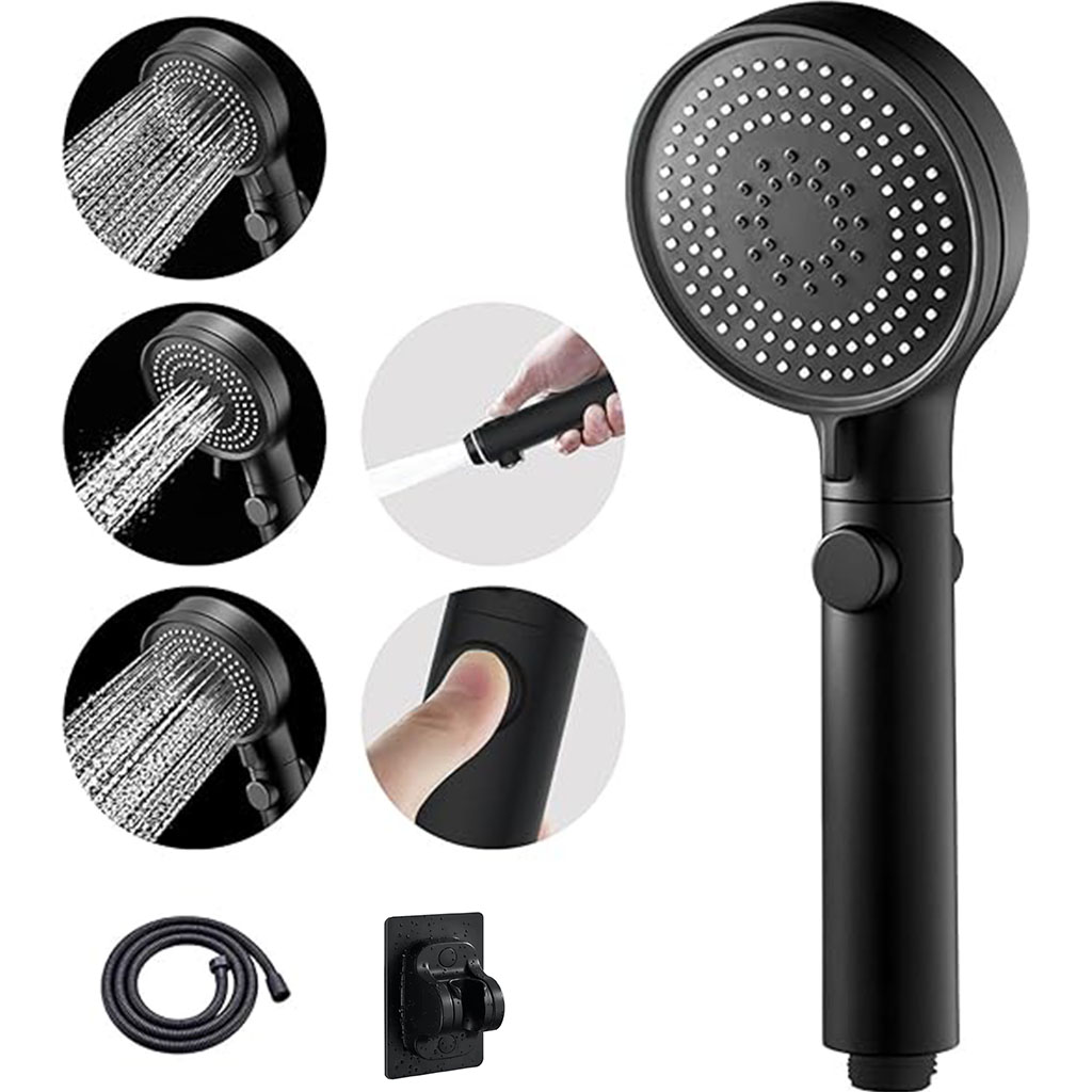 Shower head pressure increasing, shower hose with shower head, high pressure shower head with