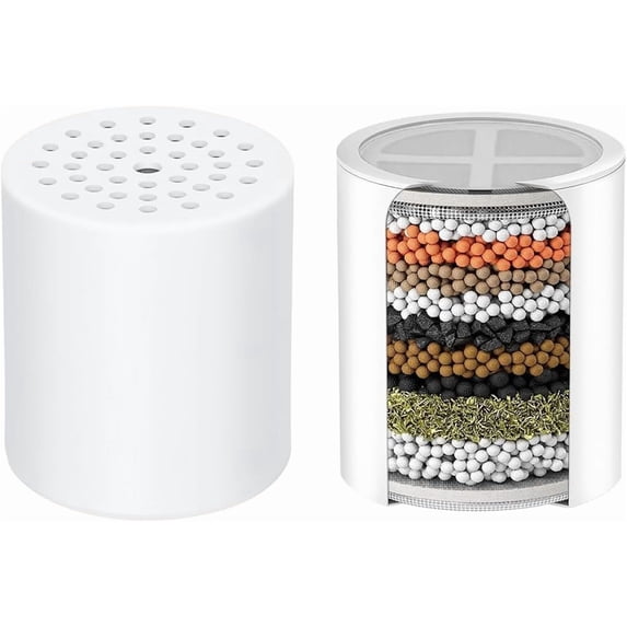 Shower head replacement filter, compatible with shower heads, suitable for hard water multi-stage filtration system, reduces chlorine, fluoride, and harmful substances. (2 pack)
