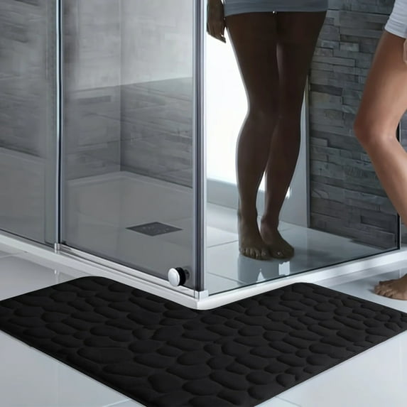 Shower room L-shaped embossed absorbent foot mat furry bathroom floor mat thick non-slip bathroom mat entrance mat
