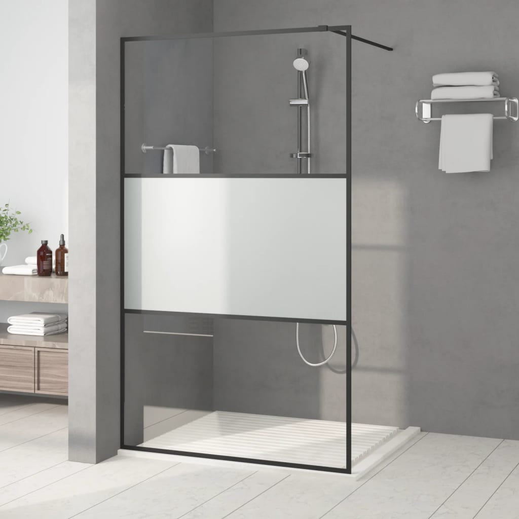 Shower screen for walkin shower black 115x195 cm semimatt ESG